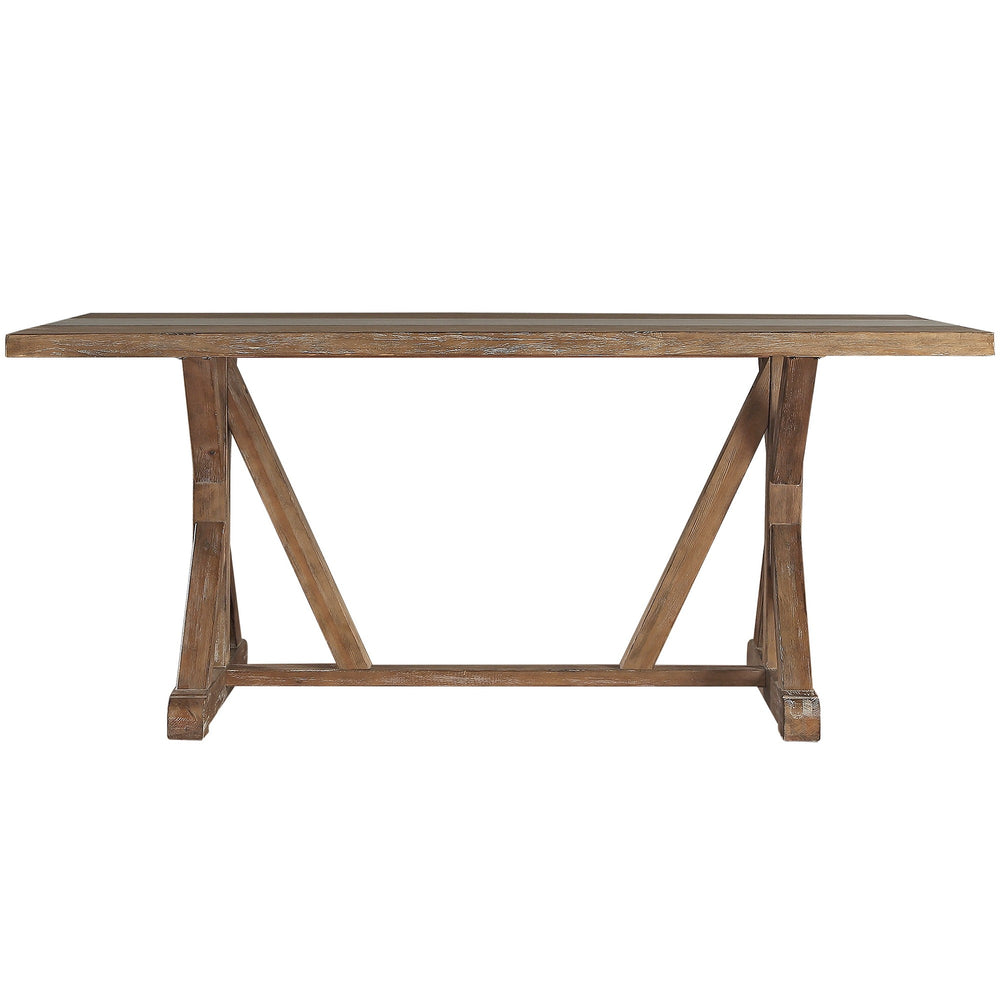 Homelegance Warner Concrete Veneer Trestle Dining Table with Carbonized Pine Base E429D