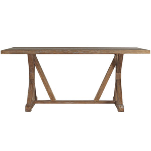 Homelegance Warner Concrete Veneer Trestle Dining Table with Carbonized Pine Base E429D