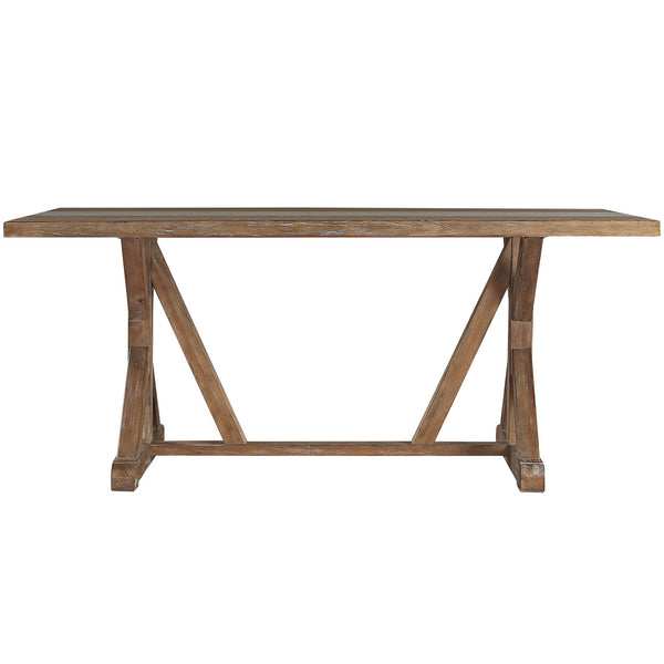 Homelegance Warner Concrete Veneer Trestle Dining Table with Carbonized Pine Base E429D