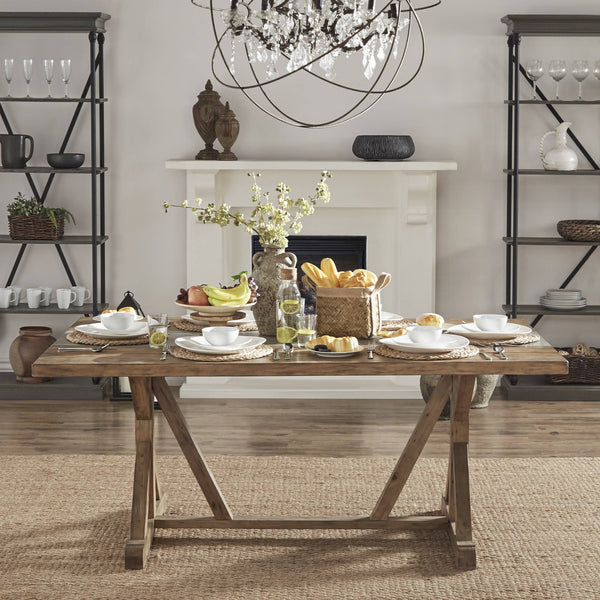 Warner Concrete Veneer Trestle Dining Table with Carbonized Pine Base