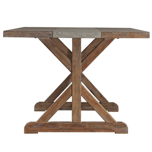 Warner Concrete Veneer Trestle Dining Table with Carbonized Pine Base
