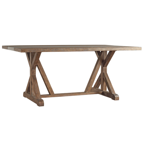 Warner Concrete Veneer Trestle Dining Table with Carbonized Pine Base