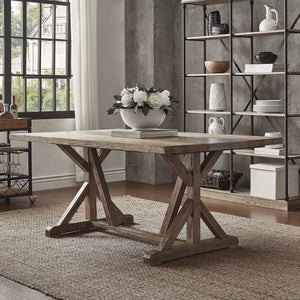 Warner Concrete Veneer Trestle Dining Table with Carbonized Pine Base