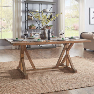 Warner Concrete Veneer Trestle Dining Table with Carbonized Pine Base