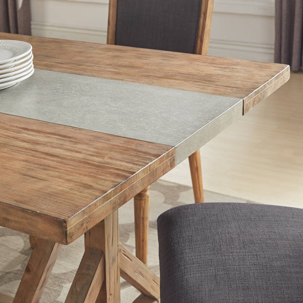 Warner Concrete Veneer Trestle Dining Table with Carbonized Pine Base