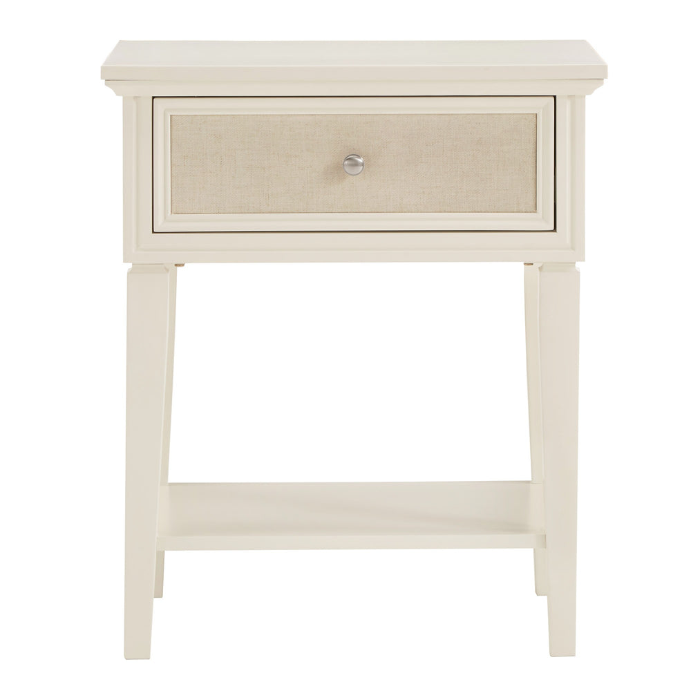 Homelegance Erro White Poplar Nightstand with Soft Close Drawer and Open Shelf E439WH-4(N1)