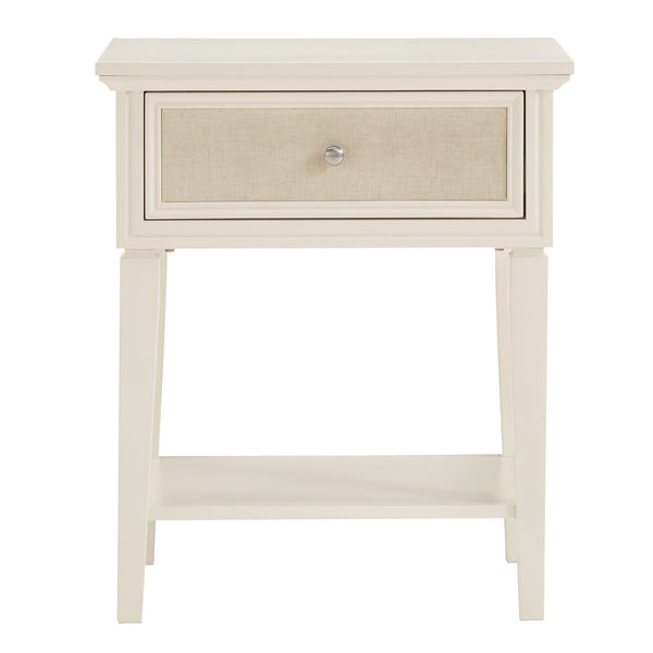 Homelegance Erro White Poplar Nightstand with Soft Close Drawer and Open Shelf E439WH-4(N1)