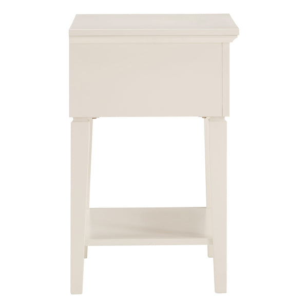 Erro White Poplar Nightstand with Soft Close Drawer and Open Shelf