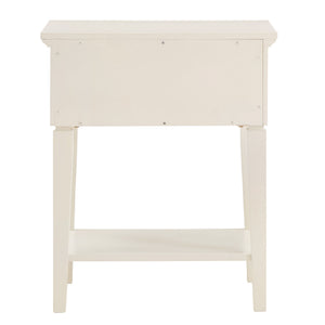 Erro White Poplar Nightstand with Soft Close Drawer and Open Shelf