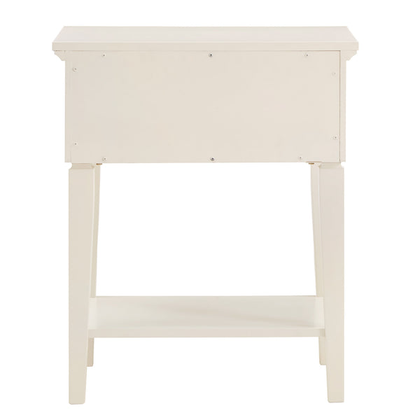 Erro White Poplar Nightstand with Soft Close Drawer and Open Shelf