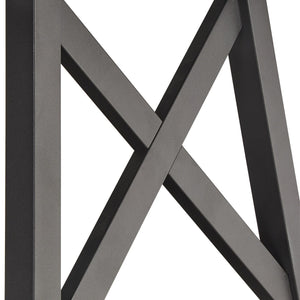 Industrial End Table with X Cross Metal Base and Wood Veneer Top for Living Room