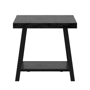 Homelegance Industrial End Table with X Cross Metal Base and Wood Veneer Top for Living Room Black E460BK-04