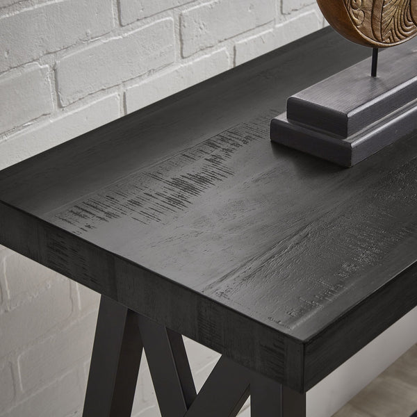 Pisits Veneer Top Sofa Console Table with Metal Base and Open Storage Shelf