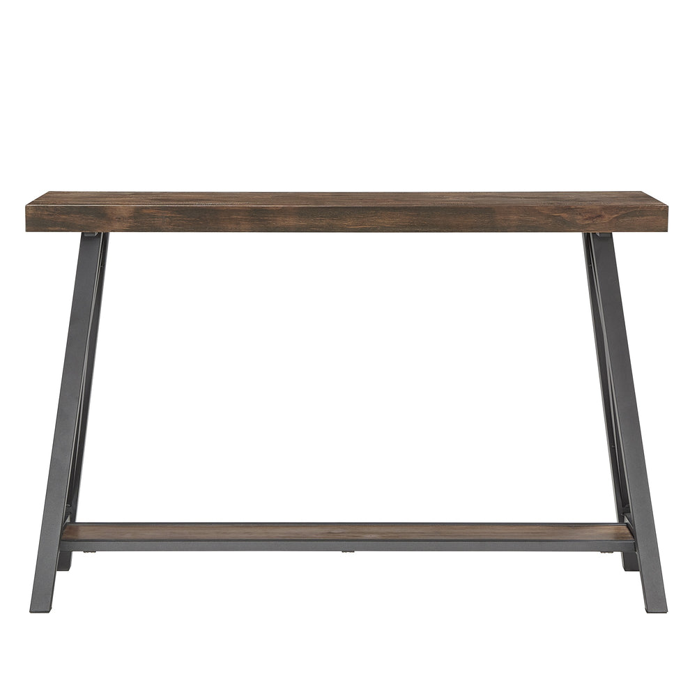 Homelegance Pisits Veneer Top Sofa Console Table with Metal Base and Open Storage Shelf Brown E460BR-05