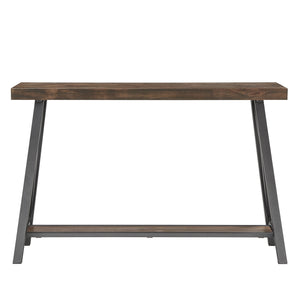 Homelegance Pisits Veneer Top Sofa Console Table with Metal Base and Open Storage Shelf Brown E460BR-05