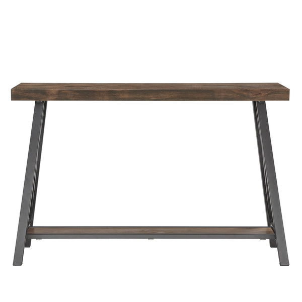 Homelegance Pisits Veneer Top Sofa Console Table with Metal Base and Open Storage Shelf Brown E460BR-05