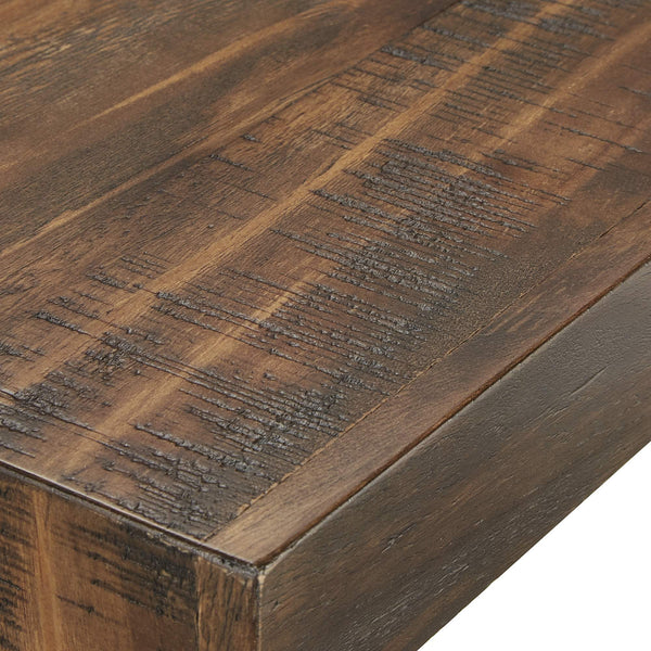 Pisits Veneer Top Sofa Console Table with Metal Base and Open Storage Shelf