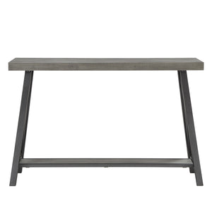 Pisits Veneer Top Sofa Console Table with Metal Base and Open Storage Shelf