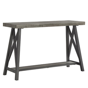 Pisits Veneer Top Sofa Console Table with Metal Base and Open Storage Shelf
