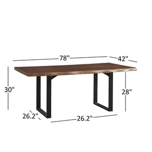 Homelegance Rosemond Live Edge Acacia Veneer Dining Table Seats 8 Metal Sled Base E526D-78(N1)