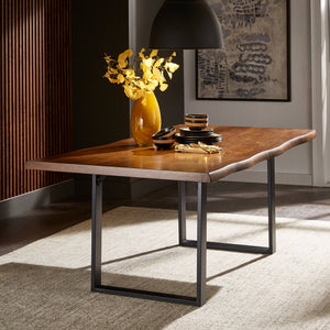 Rosemond Live Edge Acacia Veneer Dining Table Seats 8 Metal Sled Base