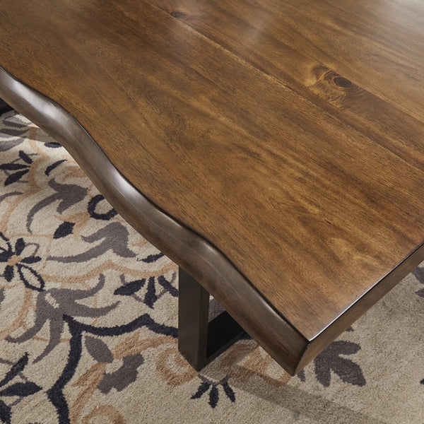 Rosemond Live Edge Acacia Veneer Dining Table Seats 8 Metal Sled Base