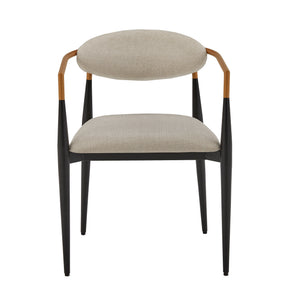 Homelegance Yuma Barrel Back Dining Chair Set with Foam Cushion and Sturdy Metal Frame Black / Beige E540C-BEW