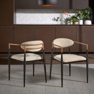 Yuma Barrel Back Dining Chair Set with Foam Cushion and Sturdy Metal Frame