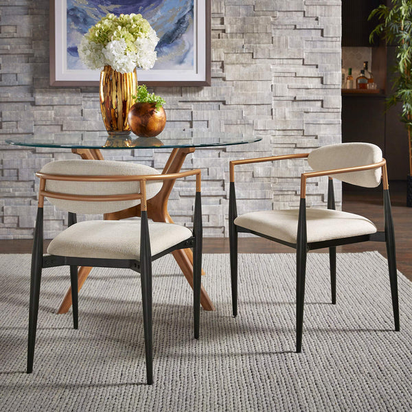 Yuma Barrel Back Dining Chair Set with Foam Cushion and Sturdy Metal Frame