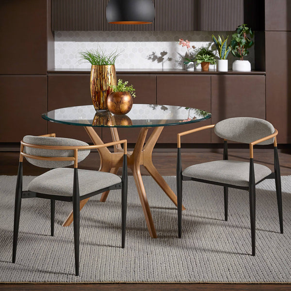 Yuma Barrel Back Dining Chair Set with Foam Cushion and Sturdy Metal Frame
