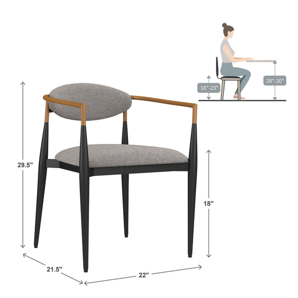 Yuma Barrel Back Dining Chair Set with Foam Cushion and Sturdy Metal Frame