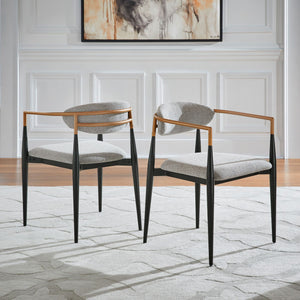 Yuma Barrel Back Dining Chair Set with Foam Cushion and Sturdy Metal Frame