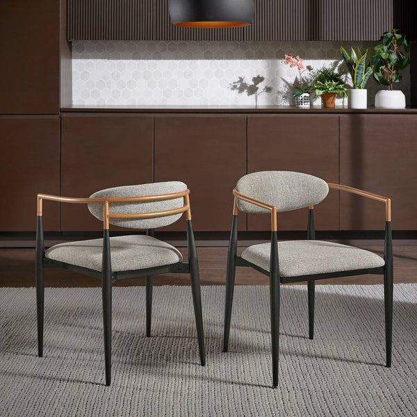 Yuma Barrel Back Dining Chair Set with Foam Cushion and Sturdy Metal Frame