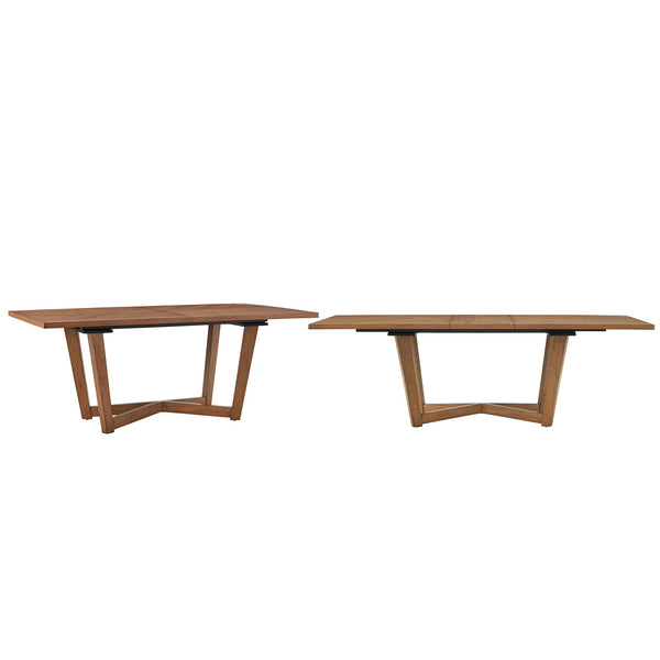 Walnut Ash Veneer Extendable Dining Table with Geometric X Base