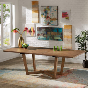 Walnut Ash Veneer Extendable Dining Table with Geometric X Base