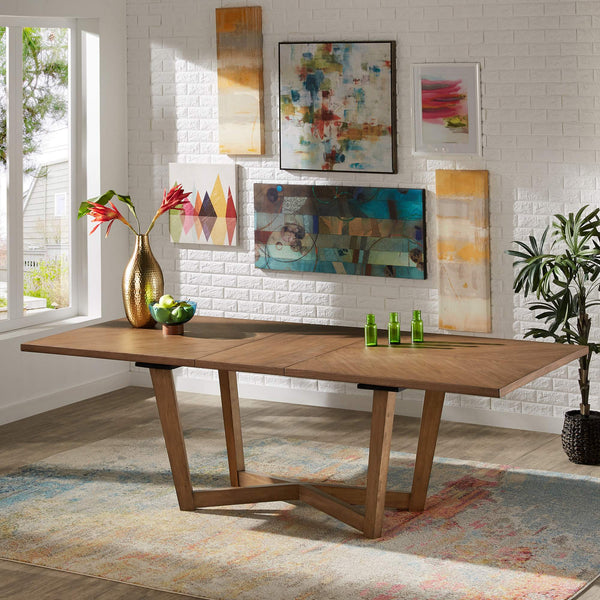 Walnut Ash Veneer Extendable Dining Table with Geometric X Base