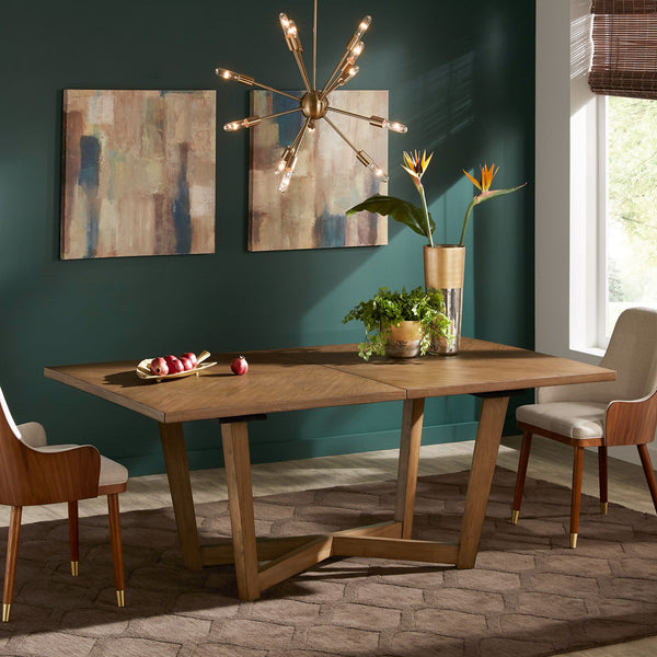 Walnut Ash Veneer Extendable Dining Table with Geometric X Base