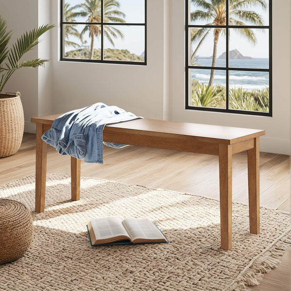 Oneill Solid Rubberwood Bench with Distressed Finish for Dining or Entryway Accent