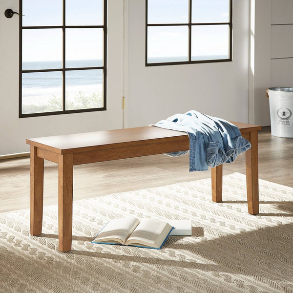 Oneill Solid Rubberwood Bench with Distressed Finish for Dining or Entryway Accent