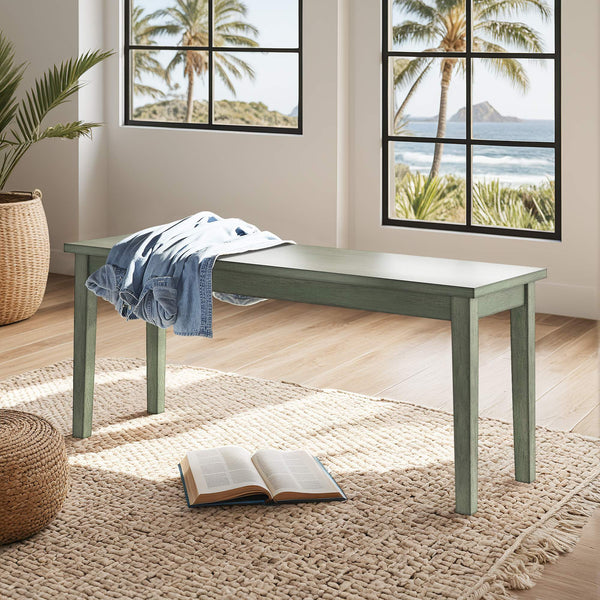 Oneill Solid Rubberwood Bench with Distressed Finish for Dining or Entryway Accent