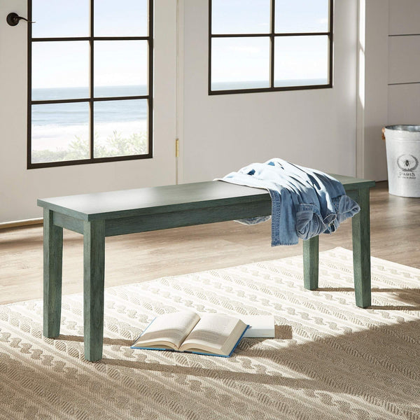 Oneill Solid Rubberwood Bench with Distressed Finish for Dining or Entryway Accent
