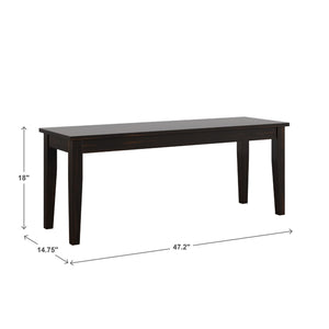Oneill Solid Rubberwood Bench with Distressed Finish for Dining or Entryway Accent