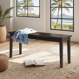 Oneill Solid Rubberwood Bench with Distressed Finish for Dining or Entryway Accent