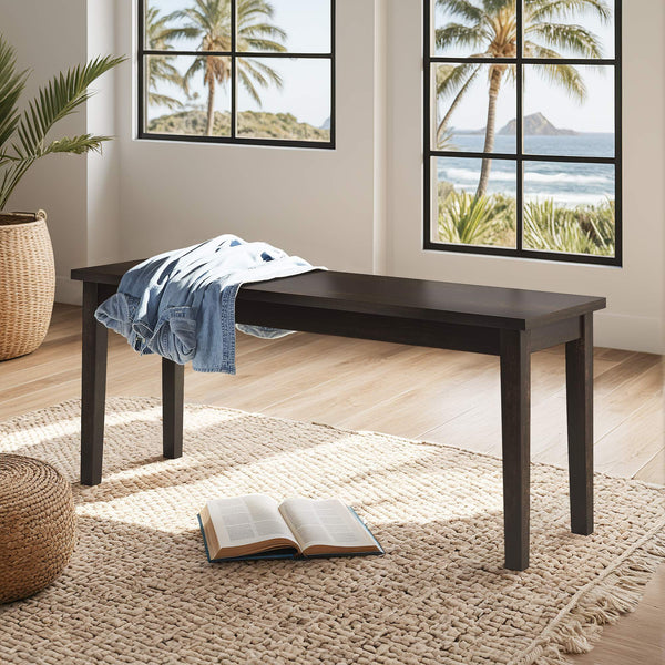 Oneill Solid Rubberwood Bench with Distressed Finish for Dining or Entryway Accent