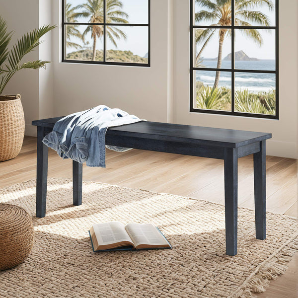 Oneill Solid Rubberwood Bench with Distressed Finish for Dining or Entryway Accent