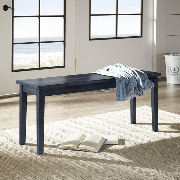 Oneill Solid Rubberwood Bench with Distressed Finish for Dining or Entryway Accent
