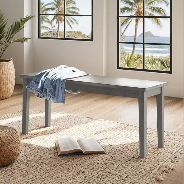 Oneill Solid Rubberwood Bench with Distressed Finish for Dining or Entryway Accent