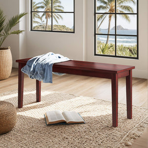 Oneill Solid Rubberwood Bench with Distressed Finish for Dining or Entryway Accent