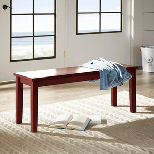 Oneill Solid Rubberwood Bench with Distressed Finish for Dining or Entryway Accent