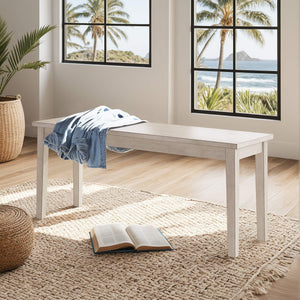 Oneill Solid Rubberwood Bench with Distressed Finish for Dining or Entryway Accent